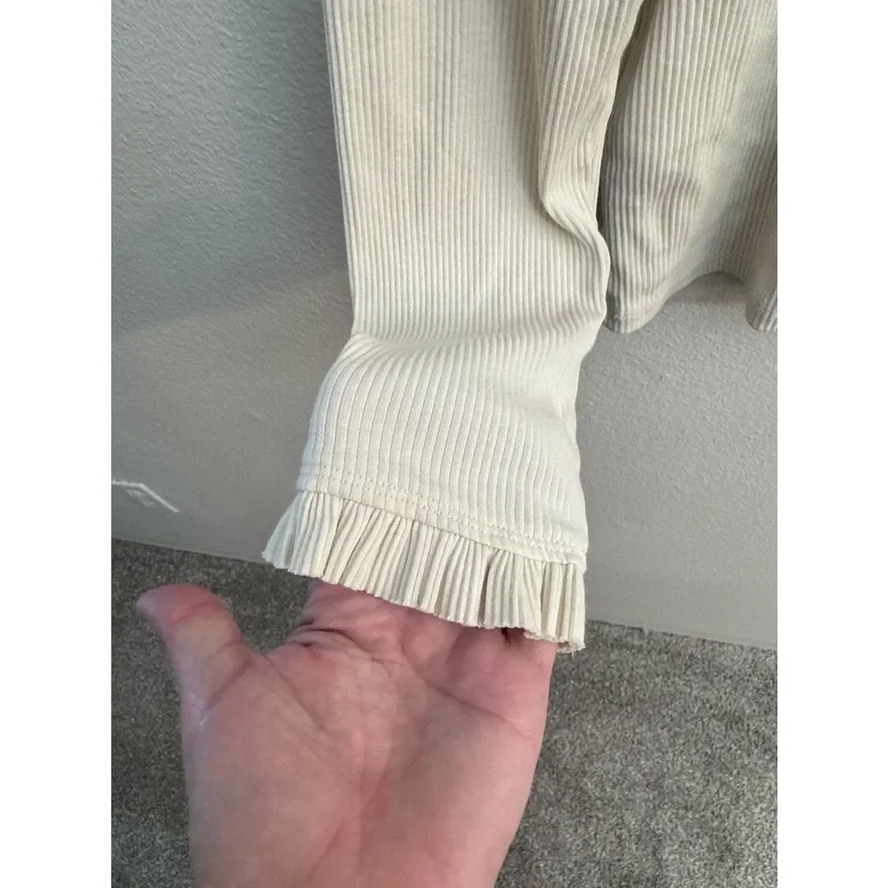 NWOT J. Crew Vintage Ribbed Ruffle Mock Neck Long-Sleeve Top - Cream